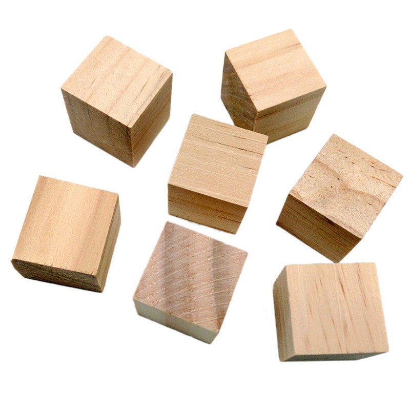 Generic DIY Craft 40 Pieces Wooden Cubes Rustic Decorative Square