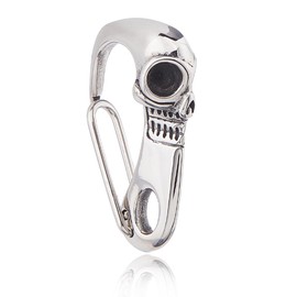 SUPERFINDINGS 1Pc Stainless Steel Keychain Clasp Findings Skull Key Clasp Antique Silver Carabiner Biker Keychains for Camera Pendants Keyrings, 45.5x26.5x14mm