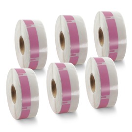 BETCKEY Colored Labels Compatible with Dymo 30346 (1/2" x 1-7/8") Library Barcode Labels, Compatible for Dymo LabelWriter Thermal 450, 4XL & Zebra Desktop Printers [6 Rolls, Pink]