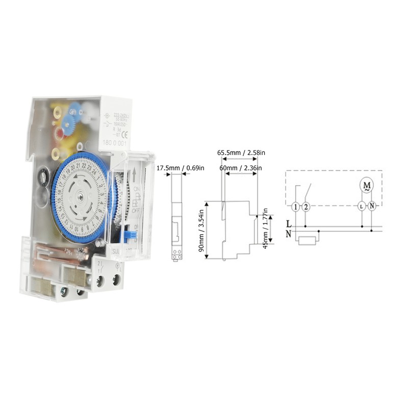 Time Switch Transparent 24h Mechanical Timer Switch with Battery for