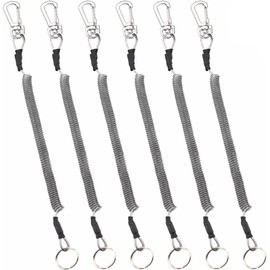 OSALADI 6 Llaveros Retráctiles De Cuerda Elástica para Pesca con Resorte Mosquetón Ligero Seguro para Herramientas De Pesca Al Aire Libre 59.05In