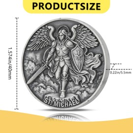 St. Michael Challenge Coin – Christian Collectible Angel Coin with Psalm 91:10-11, Guardian Protection Prayer Design, Includes Clear Acrylic Case, 1 Pack