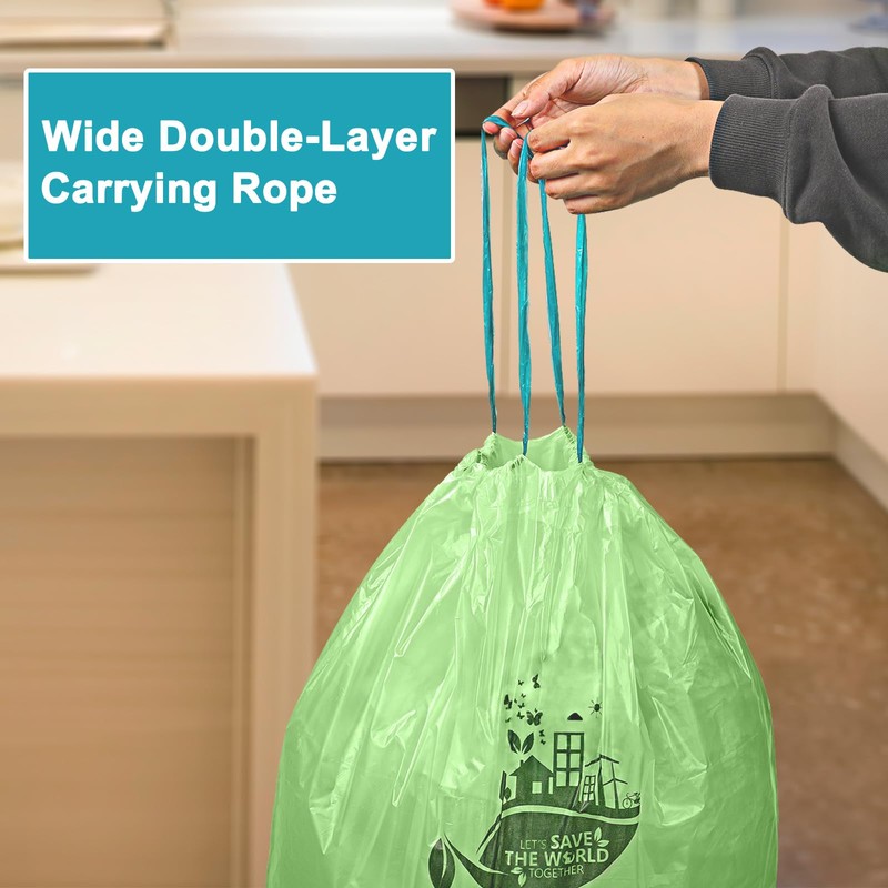 13 Gallon,100 Count, Compostable Trash Bags with Drawstring,Tear Resistant Kitchen