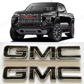 GMC NEW Front & Rear Emblems Chrome Black Fit 2023-2024 GMC Canyon 86539814