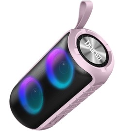 Bluetooth Speaker, 2026 NEW Portable Wireless Speaker, 24W Super Loud,TWS Pairing, Colorful RGB Lights, IPX7 Waterproof, 12H Playtime, HD Call for Outdoor/Home/Party/Beach, White Elephant Gift Pink