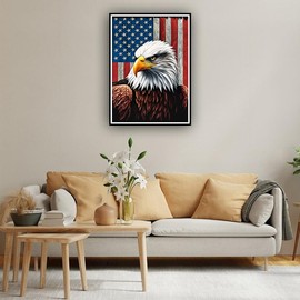 hill froeistung Eagle Diamond Painting Kits for Adults,Flag Diamond Art for Beginners, 5D DIY Full Drill Round Gem Art Craft Home Wall Decor Gift 12x16 inch,Bird