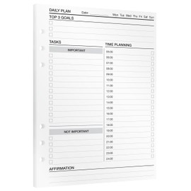KOMPASS® Daily Planner - Timeboxing | A5 Planner Inserts | 30 Sheets for Structured Daily Planning with Time Blocking | More Productivity & Focus | Bullet Journal & To Do Refill Sheets