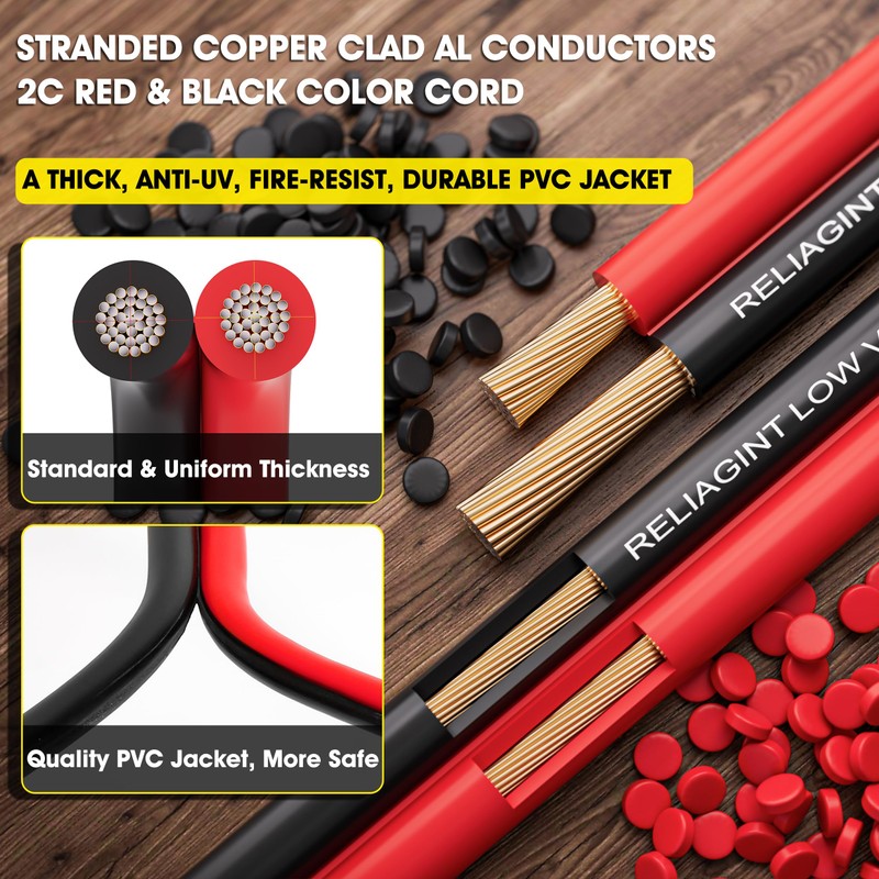 12 Guage 100FT Electric Wire for Low Voltage Application, LED,