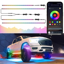 Livtee Underglow LED Lights Kit, RGB Strip Lights with App Control for Music and DIY Modes, Under Glow Kit for Cars, Vans, SUVs, and Trucks