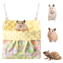 Fnaobai Sugar Gliders Sleeping Bag Hamster Velvet Hammocks Bed Carrier with Strap Squirrel Marmots Guinea Pig Warm Swing Carry Bag Cage Accessories for Small Animals (Yellow)
