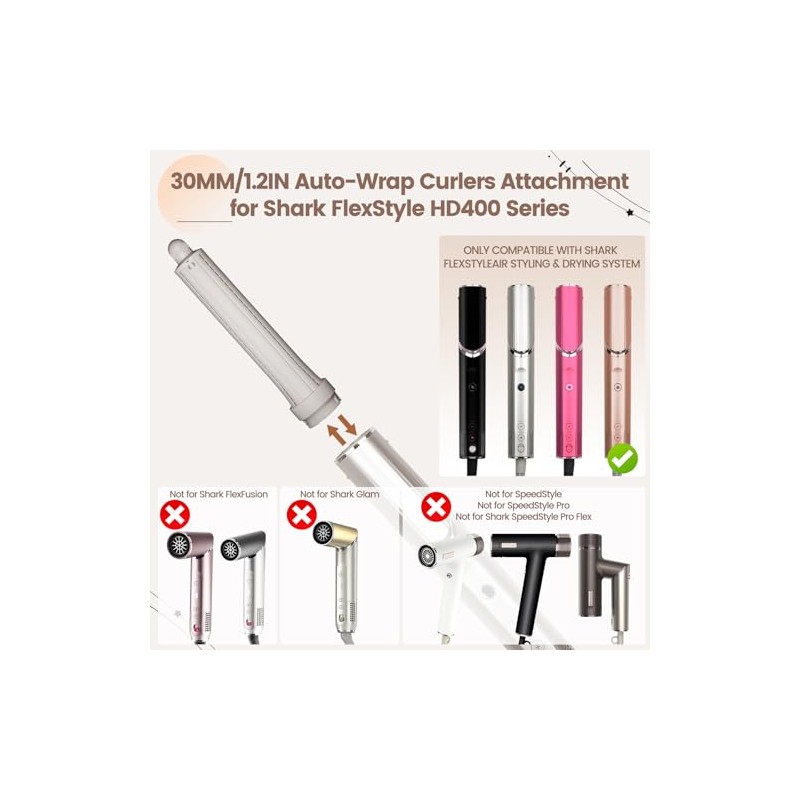 Accesorio rizador de pelo largo de 1,2 pulgadas compatible con