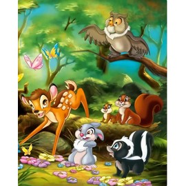 Grenric 5D DIY Bambi Diamond Painting Kits for Adults and Children, Anime Cartoon Cross Stitch Full Round Drill Crystal Rhinestone Embroidery Pictures Arts Craft for Home Wall Decor，12X16 Inch