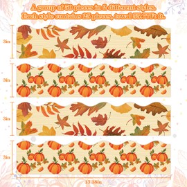 GreenPine 55.77Ft Fall Thanksgiving Bulletin Board Borders Pumpkin Maple Leaf Classroom Decoration Thanksgiving Bulletin Borders Autumn Bulletin Board Stickers for School Classroom Office Party Decor