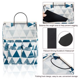 LYroo 2 Pack Wall Hanging Storage Bag Wall Hanging Organizer Basket with Pockets for Bathroom Bedroom Kitchen Dorm Room Essentials Rv Storage and Organization (Blue Triangle)