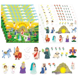 WhatSign Make an Easter He Lives Sticker for Kids 12 Sets Easter Resurrection Scene Sticker Religious Easter Nativity Stickers Crafts Christian Easter Jesus Stickers Kids Classroom Easter Party Favors