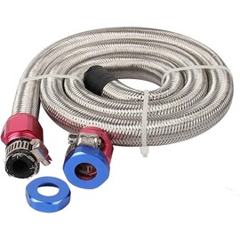 CarBole 3/8" ID Fuel Hose Stainless Steel Braided Hose Kit, 3 FT Universal Fuel Line Tube with Fitting Kit