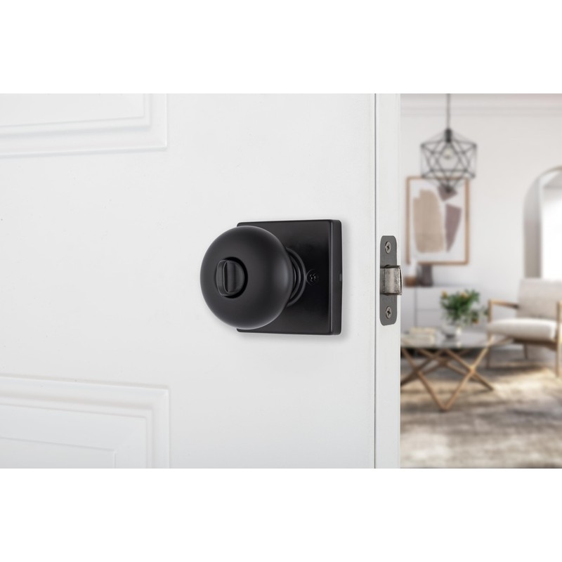 BRINKS – Contemporary Privacy Locking Interior Ball Door Knob, Matte