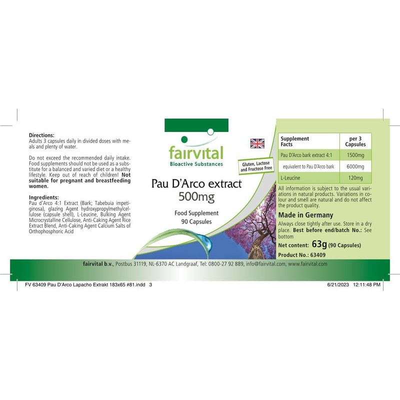 Fairvital Lapacho Bark Extract 500 mg - Pau D'Arco -
