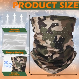 3 Pcs Breathable Camo Balaclava Flannel Hunting Face Mask Adjustable Neck Warmer for Cold Weather Camo Windproof Ski Face Mask Winter Accessories for Men Cold Weather Hunting