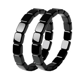 Lyfange 2PCS Hematite Bracelet Men Black Stretch Beaded Bracelet Natural Stone Healing Bracelets Hematite Jewelry for Women Reclaim Your Edge & Confidence