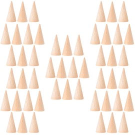 EXCEART Wooden Cone Ring Cone Ring Stand DIY Crafts: Height 5 cm Cone Craft Blanks 50 Pieces Mini Christmas Tree Modelling Craft School Projects Christmas Party Decoration