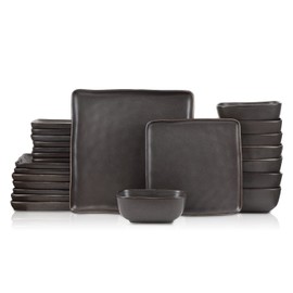 Stone lain Grace Square Stoneware Dinnerware Set, 24 Piece Service For 8, Brown