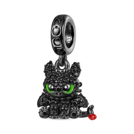 GNOCE Charm Pendant Pave Diamond Toothless Pendant 925 Sterling Silver Beads Charms for Women and Girls Jewellery Gift, Silver, Cubic Zirconia