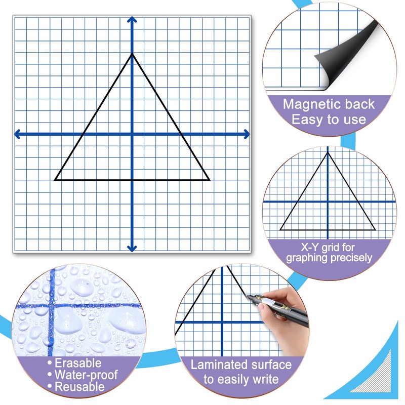 Teling 24 Pieces Jumbo Magnetic XY Coordinate Dry Erase Grid