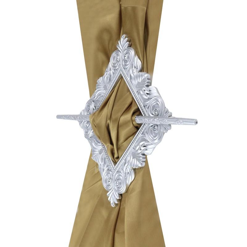 Mewutal 2 Pack Silver Curtain Tiebacks Square Curtain Holdbacks Plastic