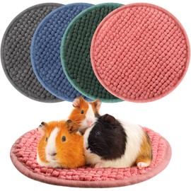 Amylove 4 Pcs Guinea Pig Cage Liner Guinea Pig Bedding Washable Fleece Pee Pads Reusable Guinea Pig Training Mat Small Animal Sleeping Bed for Guinea Pigs Rabbit Bunny (Mixed Colors,Diameter 7.8 Inch)