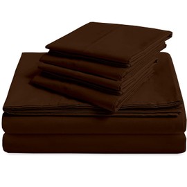 Mr Pandaa 100% Giza Egyptian Cotton Dreams Sheet Set, Long-Staple Cotton, 6 PC Giza-Bed-My-Sheets-&-Pillowcases, Sateen Weave Soft Silky Feel, Fits Mattress Upto 15'' Deep - Chocolate-King