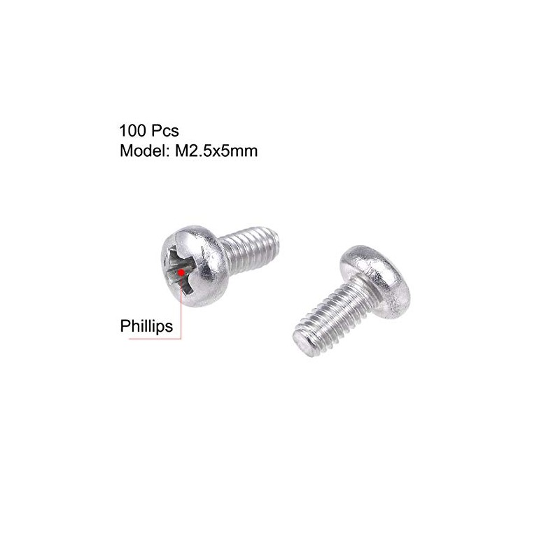 sourcing map Machine Screws Phillips Head Screws M2.5 x 5