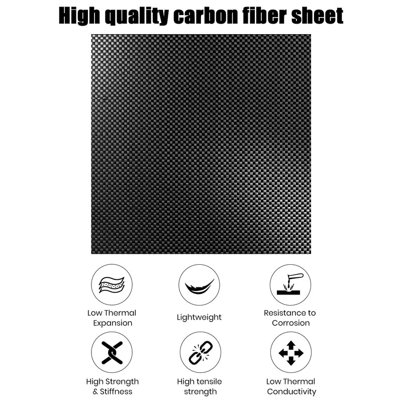 Kalolary Carbon Fiber Board, Real Carbon Fiber Sheets 0.5mm-5mm, 100%