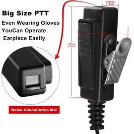 WODASEN GP328Plus Earpiece Ailunce HD1 Walkie Talkie Headset for Motorola EX500 Retevis RT29 RT47 RT47V RT48 RB23 RB46 RT82 RT83 RT87 NR30 Hytera HYT TC780 Radio Acoustic Tube Ear Piece with PTT Mic