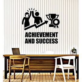 Large Vinyl Wall Decal Achievement Success Motivation Words Office Decor Stickers Mural (g7624) Black