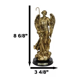 8.25"H Catholic Church Saint Archangel Raphael With Staff & Healing Oil Figurine