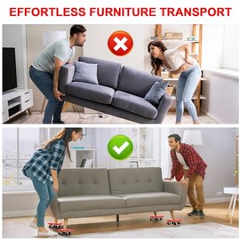 Mover de muebles con ruedas, deslizadores de muebles, juego de herramientas de elevación de muebles, ruedas de rotación de 360° para mover refrigerado