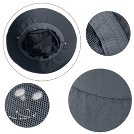 Bucket Hats for Men - Oversize XL XXL Foldable Fisherman Sun Cap for Big Head Outdoor Travel Fishing Hiking Solid-Grey