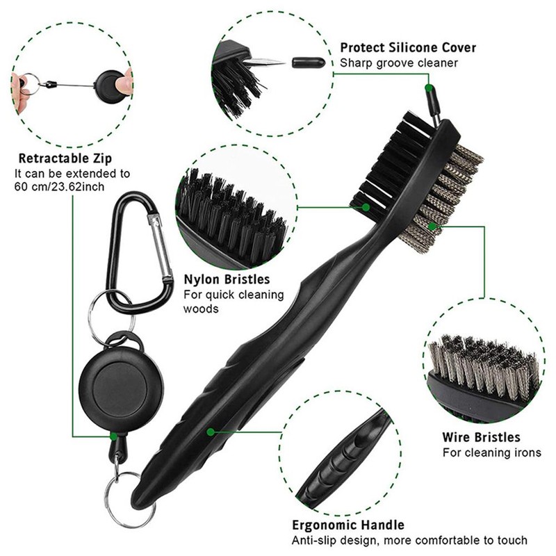 3Pcs Towel and Club Cleaning Brush Kit Divot Repair Tool