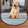 YPPAHHHH Half Round Door Mat Light Blue Gray Wooden Board
