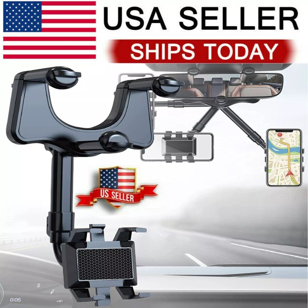 Unbranded 360° Car Phone Holder Rotatable And Retractable Mirror Multifunctiona