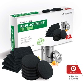 12 Pieces Counter Top Activated Carbon Compost Bin Filters - Extra Thick Indoor Pail Replacement Charcoal Caddy Filters Refill, 0.4" Thickness