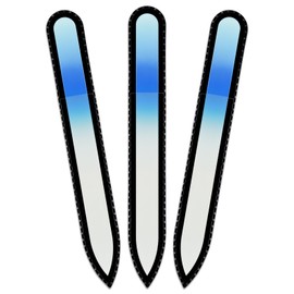 Mont Bleu Rainbow Glass Nail File in Black Pouch - Czech Tempered Glass - Handmade in Bohemia-Czech Republic - Glass Nail Files for Natural Nails