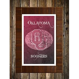 Oklahoma Sooners Map Topographical Sports Print Art 11x17