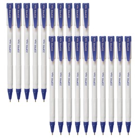 ZOFAX Stylus Ballpoint Pens, BLUE, Medium Point (1.0mm), Pack of 20, Biros Ball Pens, Comfort Grip, Perfect Stic Pen for School Office Home Hospital Use