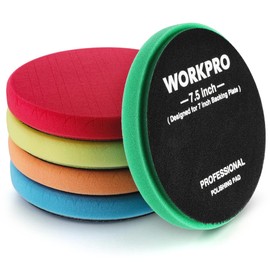 WORKPRO 7.5 Inch Buffing Sponge Pads, 5Pcs 7.5 Inch Face for 7 Inch Backing Plate, Cutting Polishing Pad Kit for Car Buffer Polisher Compounding, Polishing and Waxing