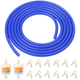 Qiuwanzia Fuel Line Hose for Most Scooter Moped Pocket Bike ATV Generators Motorcycle Dirt Bikes Chainsaws String Trimmers Blowers Lawnmowers Replace Parts Gas Line Blue with Fuel Filter Clamp