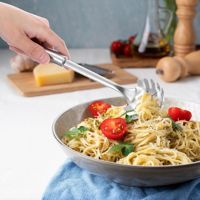 Cyoufine Pasta Fork Stainless Steel Pasta Spoon, Spaghetti Sever, Heavy