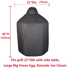 Mini Lustrous Cover for Large Big Green Egg, Heavy Duty Kamado Ceramic Grill Cover, Premium Outdoor Grill Cover with Durable and Waterproof Fabric, 31" Dia X 40" H(Large)