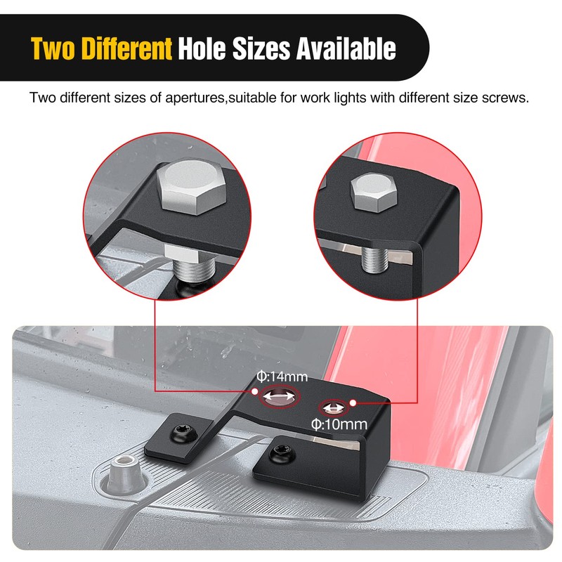 Nilight 2PCS Lower Windshield Hinge Mounting Brackets A-Pillar Brackets for